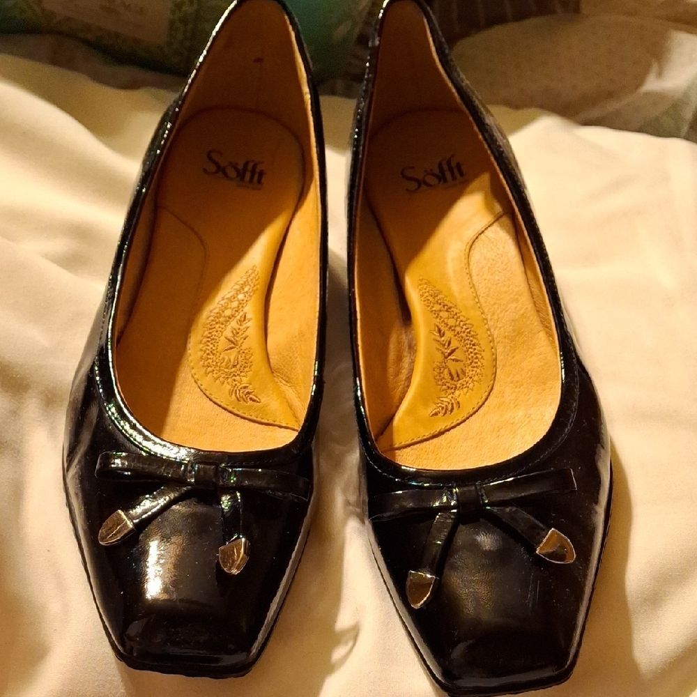 Sofft Black Flats Square Toe Slip-On